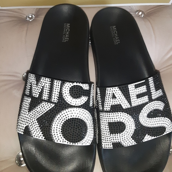 mk gilmore crystal embellished slide sandal - Picture 6 of 10